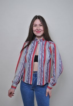 Hipster striped blouse, vintage multicolor shirt