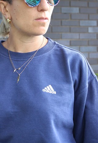 VINTAGE 1990S ADIDAS BLUE EMBROIDERED SWEATSHIRT