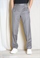 Vintage 90s Grey Striped Wool Blend Pleated Mens Pants
