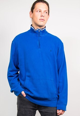 RALPH LAUREN VTG 90'S BLUE QUARTER ZIP SWEATSHIRT