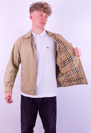 VINTAGE BURBERRY NOVA CHECK HARRINGTON JACKET IN BEIGE