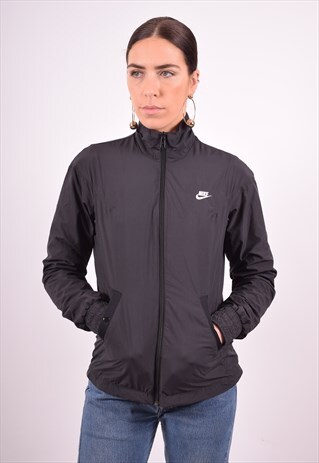NIKE WOMENS VINTAGE TRACKSUIT TOP JACKET SMALL BLACK 90'S