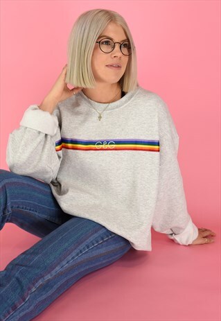 G&G UNISEX ASH RAINBOW RIBBON SWEAT