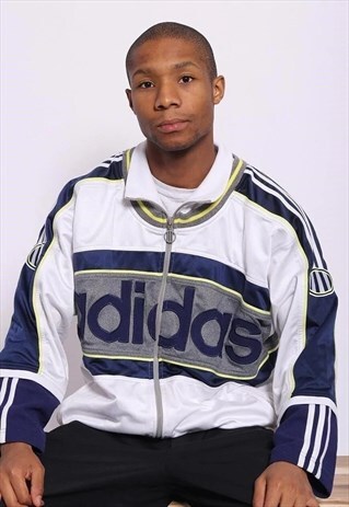 VINTAGE ADIDAS BIG LOGO TRACK JACKET BLUE WHITE