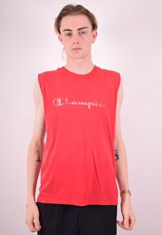 CHAMPION MENS VINTAGE VEST TOP MEDIUM RED 90S