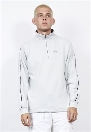 VINTAGE 90'S KAPPA PALE BLUE ZIP-UP QUARTER SWEATER