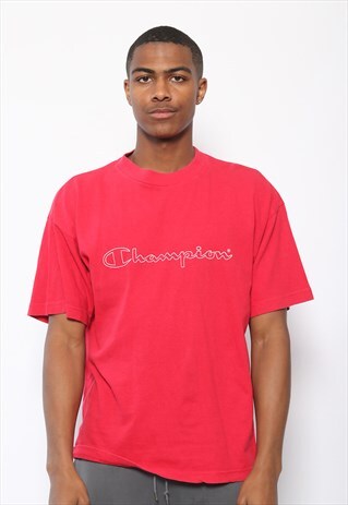 VINTAGE CHAMPION BIG LOGO T-SHIRT RED