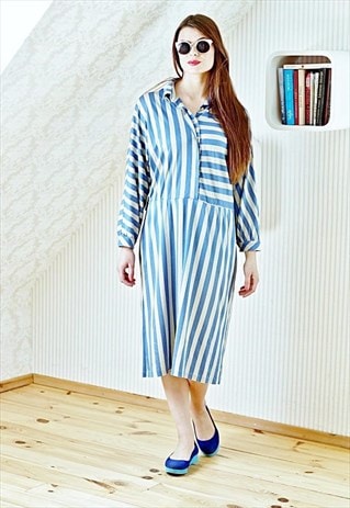 BLUE STRIPED VINTAGE DRESS
