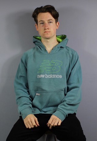 VINTAGE NEW BALANCE HOODIE IN BLUE WITH PRINTED LOGO AND POU