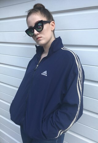 WOMENS VINTAGE 80S ADIDAS JACKET OVERSIZE ZIPPER WINDBREAKER