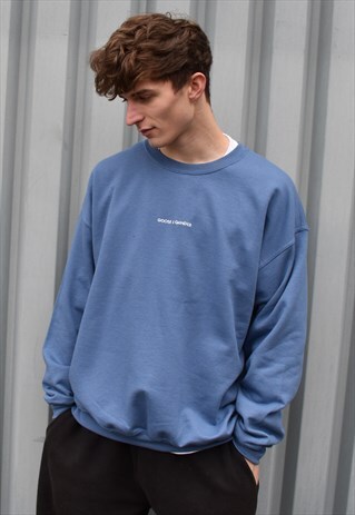 G&G UNISEX INDIGO WRITING SWEAT