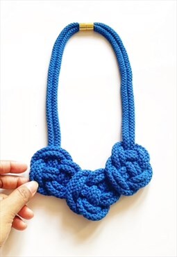 Handmade by Tinni The Poppy Cotton Handmade Necklace Blue