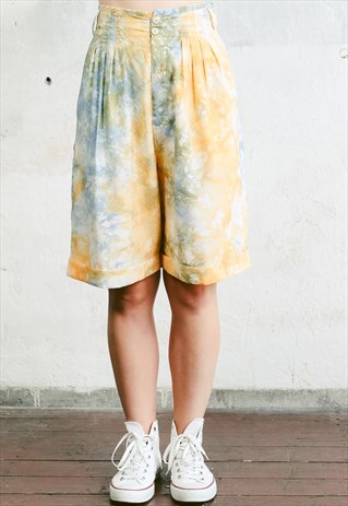 VINTAGE 80S HIGH WAISTED TIE DYE CULOTTES SHORTS
