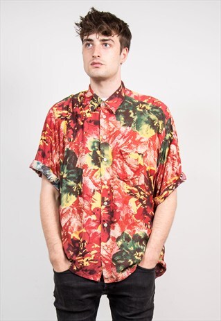 VINTAGE 90'S RED OVERSIZE PATTERNED SHIRT