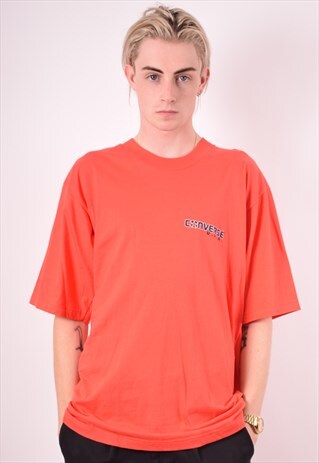 CONVERSE MENS VINTAGE T-SHIRT TOP MEDIUM RED 90S