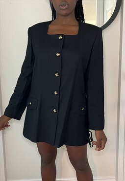 Vintage 90s black blazer with black and gold accent 