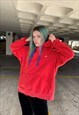 VINTAGE 90S RED NIKE EMBROIDERED HEAVY COTTON HOODIE