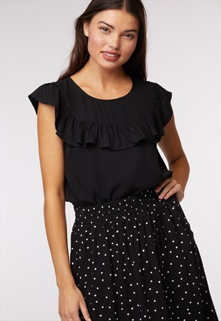 PRINCESS HIGHWAY BLACK FRILLS TOP
