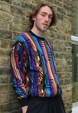 VINTAGE / 80'S / PURPLE PATTERNED JUMPER