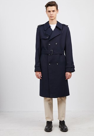 VINTAGE NAVY MANDERLEY PEA TRENCH COAT
