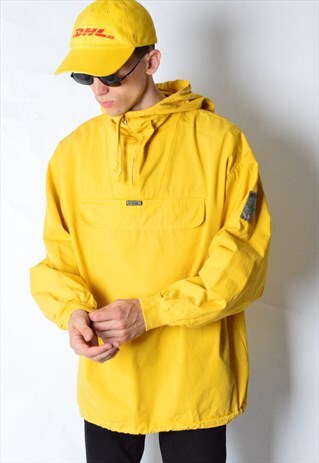 VINTAGE 90S YELLOW ANORAK HOODED JACKET