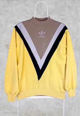 Vintage Reworked Adidas Sweatshirt Yellow Medium