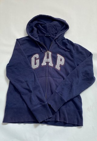 VINTAGE 90S GAP NAVY HEAVY COTTON EMBROIDERED HOODIE