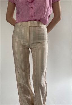 90s Striped Cream Trousers Size XS / 8 