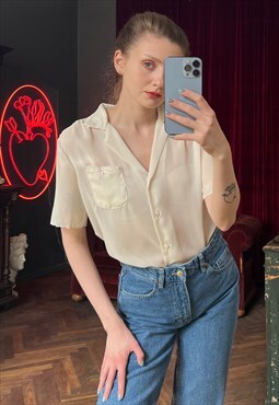 Short Sleeve Cottagecore Semi-Sheer Romantic blouse