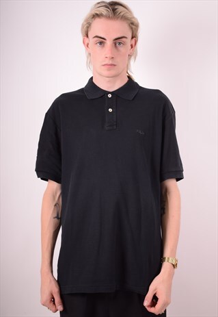 FILA MENS VINTAGE POLO SHIRT LARGE BLACK 90S