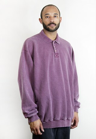 MINIMALIST SKATER SURFER WASHED OUT POLO SWEATSHIRT