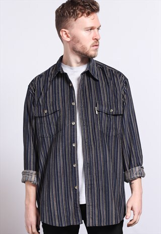 VINTAGE CORDUROY CORD STRIPED SHIRT