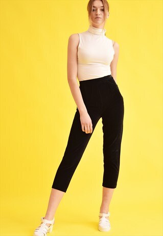 90'S RETRO HIGH WAIST CORDUROY SHORT CUT TROUSERS