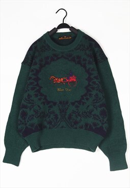 Green Patterned wool knitwear jumper knit 