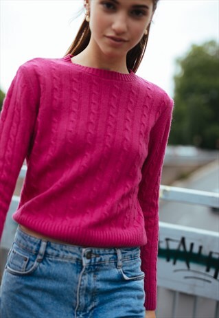 CABLE KNIT JUMPER - FUCHSIA