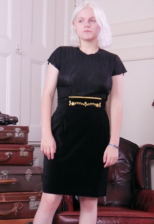 VINTAGE 80S VELVET PENCIL SKIRT