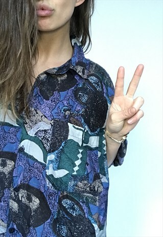PATTERNED OVERSIZED RETRO VINTAGE UNISEX FESTIVAL SHIRT. ALL