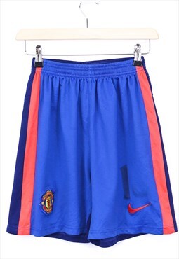 Vintage Nike Manchester United Shorts Blue With Logos 90s