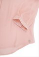 SEMI SHEER PINK CHIFFON CREPE TUNIC BLOUSE BUTTON OWN SHIRT