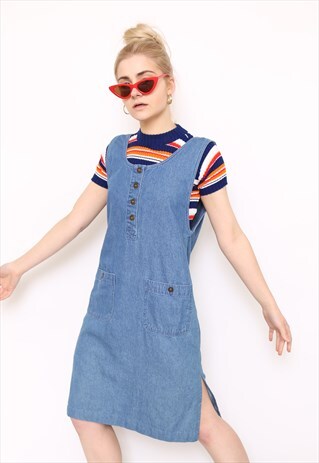 VINTAGE 90S BLUE DENIM MINI DRESS