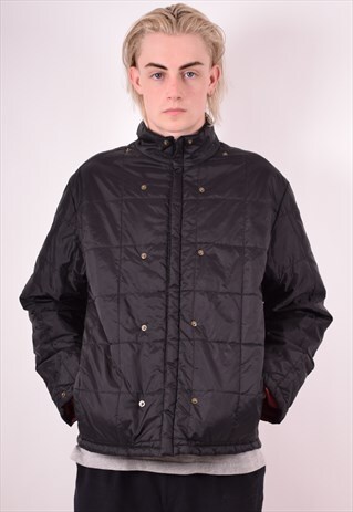TOMMY HILFIGER MENS VINTAGE PADDED JACKET LARGE BLACK 90S