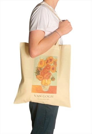 VAN GOGH SUNFLOWER TOTE BAG WITH TITLE AESTHETIC SUMMER