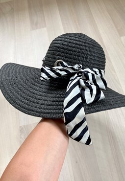 Zebra Print Straw Hat