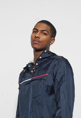 VINTAGE TOMMY HILFIGER 1/4 ZIP WINDBREAKER JACKET BLUE
