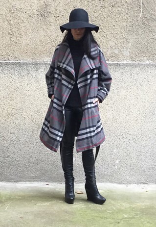 WOMEN COAT CASHMERE WOOL WINTER COLLAR TRENCH COAT F1644