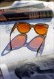 BROWN THICK FRAMED CHUNKY CAT EYE SUNGLASSES