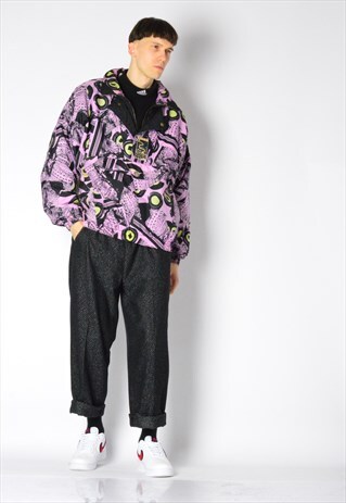VINTAGE 90S PURPLE ABSTRACT SKI JACKET