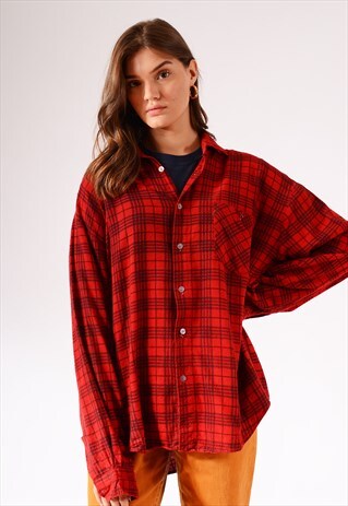 VINTAGE CHECK FLANNEL SHIRT RED