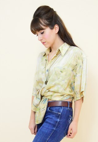 VINTAGE 90S PASTEL ABSTRACT SHORT SLEEVED FESTIVAL SHIRT