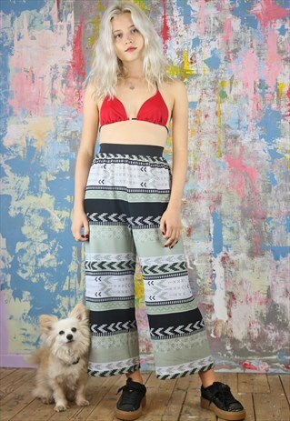 TROUSERS IN GREY AZTEC